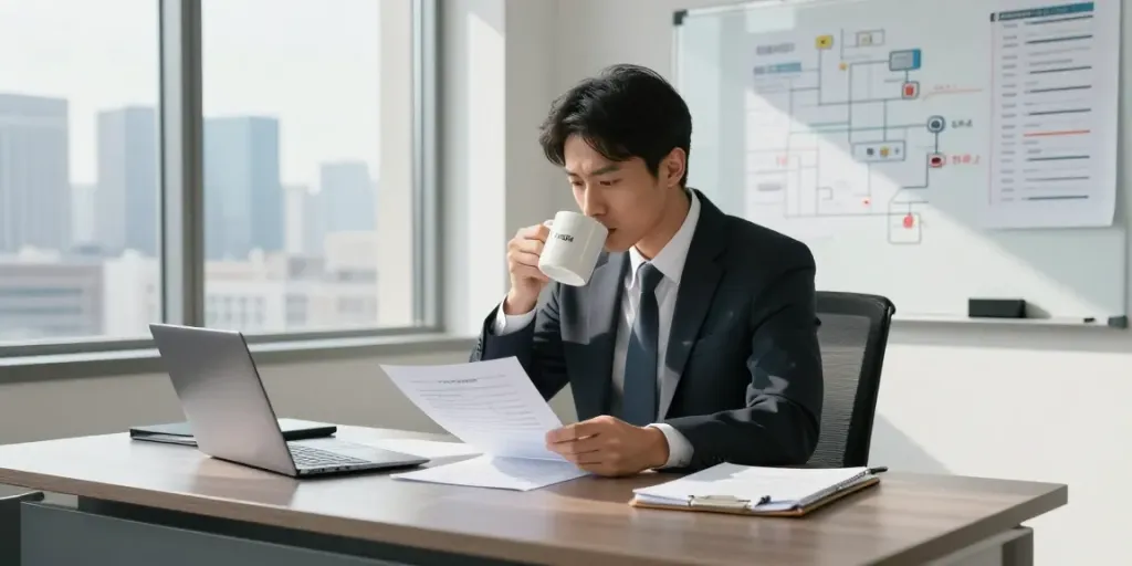 Investigator at a modern desk reviewing case files in an urban office, reflecting https://goodtam.com investigation insights.