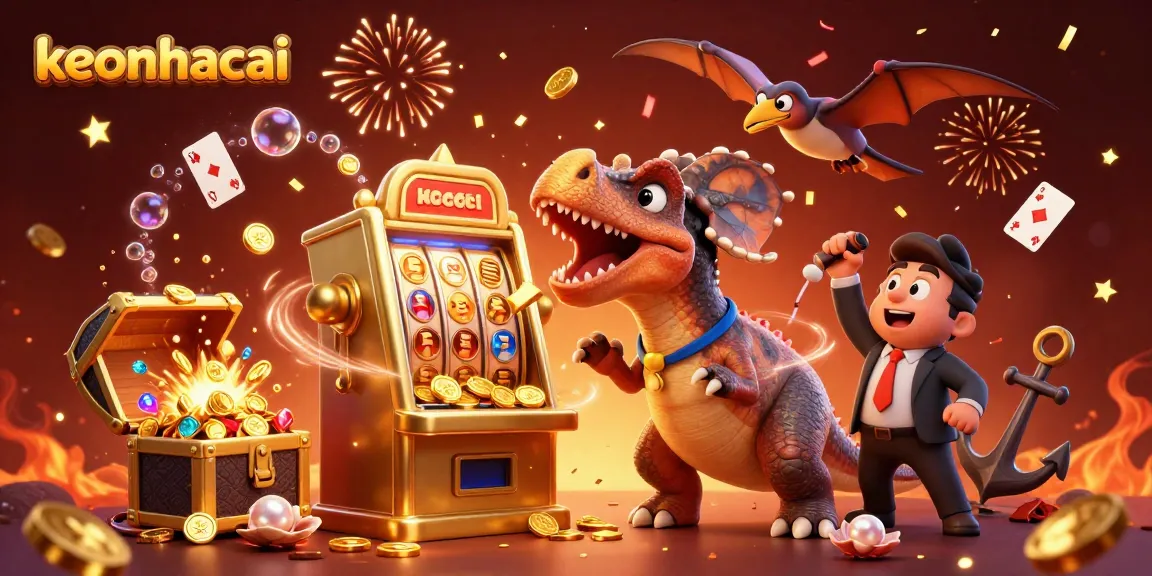 Experience the excitement at keonhacai as a pachycephalosaurus wins big on a golden slot machine.