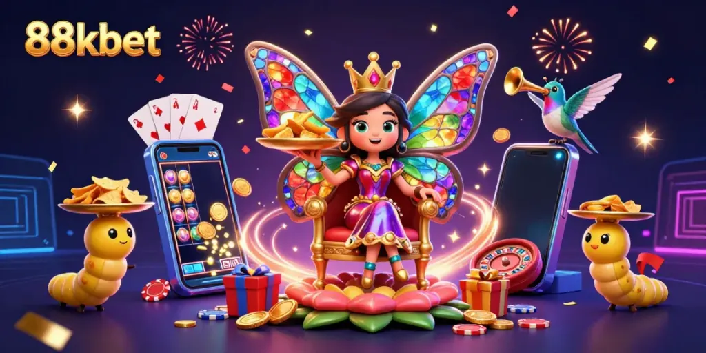 Experience exciting wins at 88kbet with vibrant characters and colorful casino elements!
