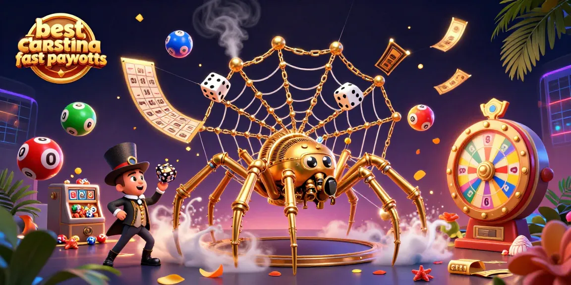 Engaging illustration of the best Australia casino fast payouts featuring a steampunk spider and whimsical elements.