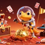 Engage with GK88bet's vibrant casino scene featuring a Martian gecko and exciting poker elements.