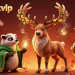 Experience the thrill of shbet-okvip casino with a dynamic 3D illustration featuring enchanted characters amidst vibrant gameplay elements.
